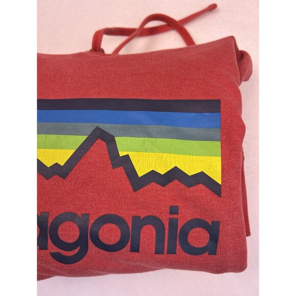 Patagonia Men’s M Uprisal Graphic Pullover Hoodie Sweatshirt Red Organic Cotton - Picture 14 of 16
